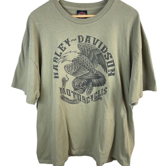 Harley-Davidson Other - VTG Harley-Davidson American Eagle Men's T-Shirt ShortSleeves Crewneck Olive 2XL